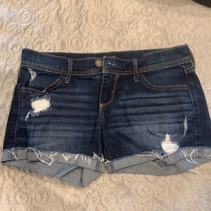Distressed jean shorts